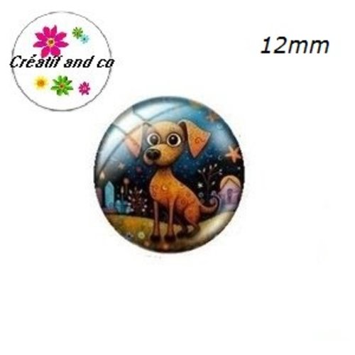 X2 cabochons chien 12mm
