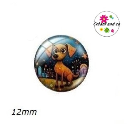 X2 cabochons chien 12mm