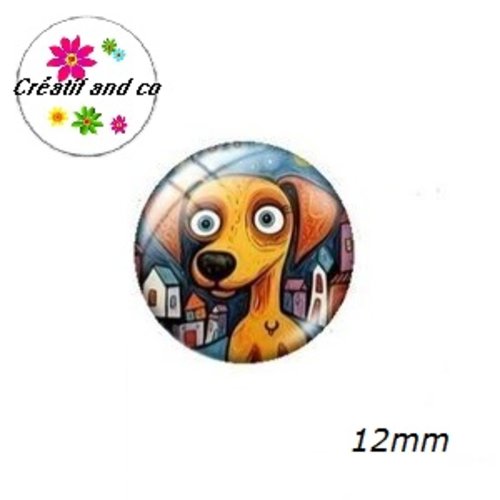 X2 cabochons chien 12mm