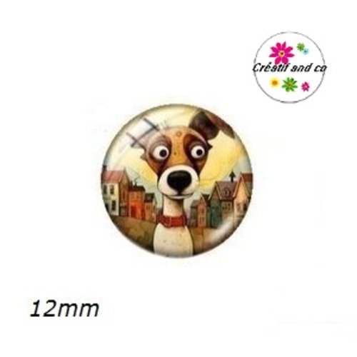 X2 cabochons chien 12mm