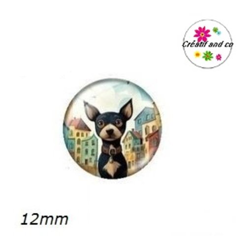X2 cabochons chien 12mm