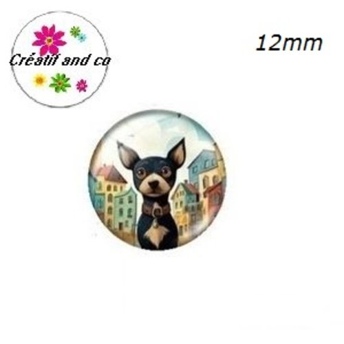 X2 cabochons chien 12mm