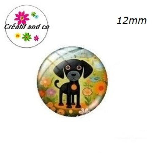 X2 cabochons chien 12mm