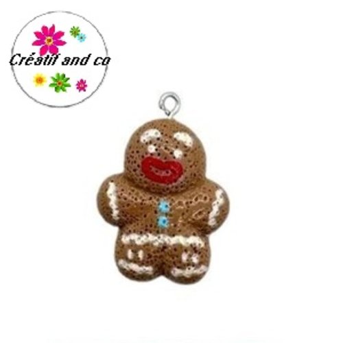 Breloque mr pain d'épice de noël résine