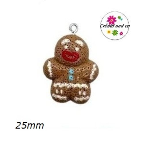 Breloque mr pain d'épice de noël vernis résine
