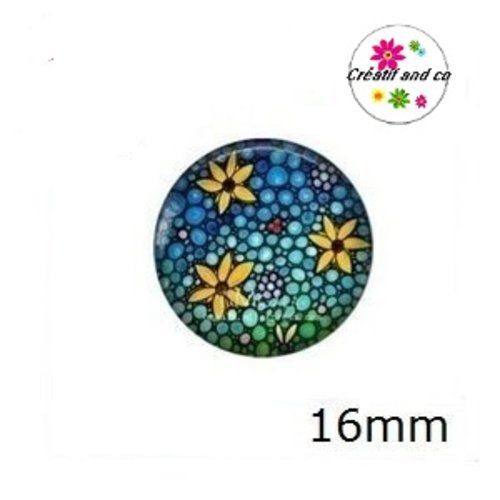 X2 cabochons fleuris 16mm