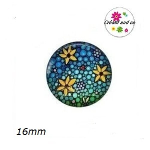 X2 cabochons fleuris 16mm