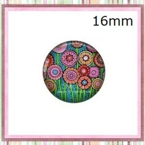 X2 cabochons fleuris 16mm