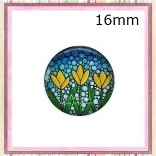 X2 cabochons fleuris 16mm