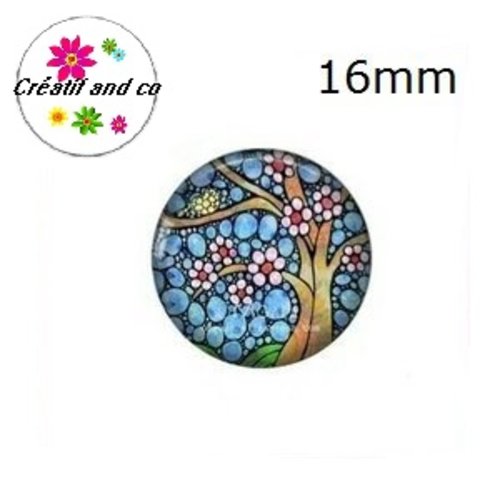 X2 cabochons fleuris 16mm