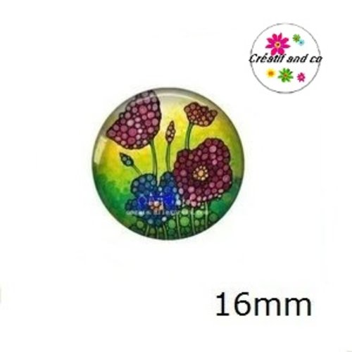 X2 cabochons fleuris 16mm