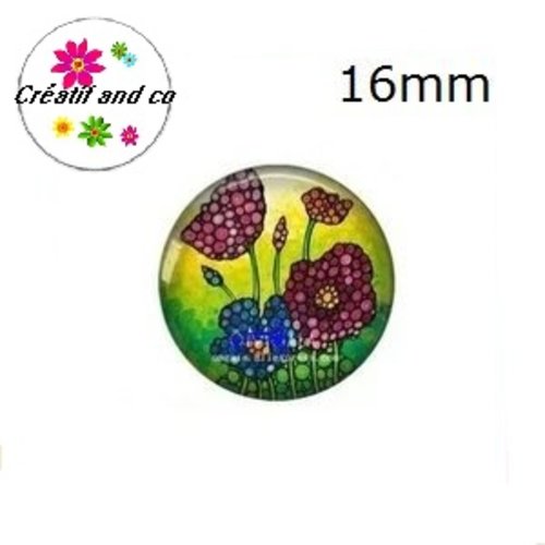 X2 cabochons fleuris 16mm