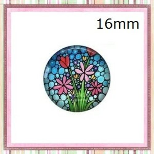 X2 cabochons fleuris 16mm