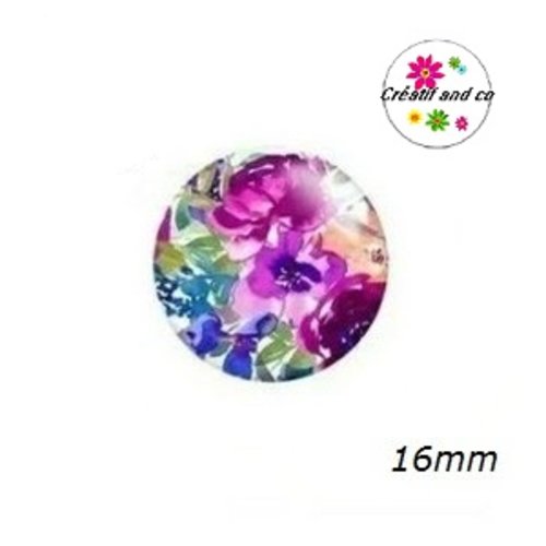 X2 cabochons fleuris 16mm