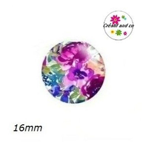 X2 cabochons fleuris 16mm