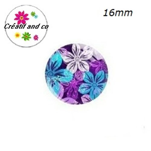 X2 cabochons fleuris 16mm