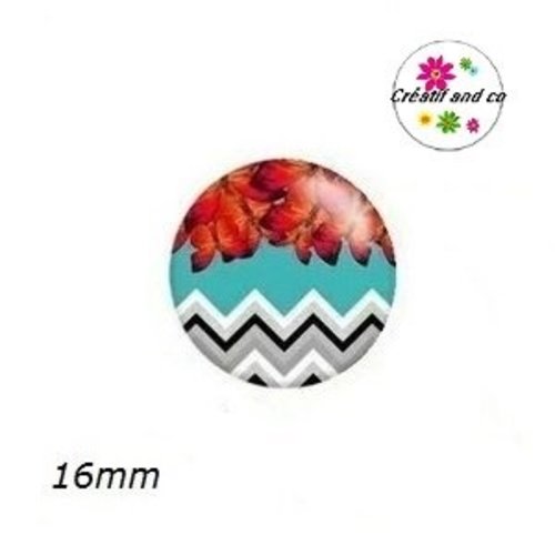 X2 cabochons fleuris 16mm