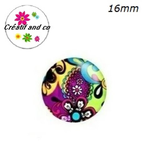 X2 cabochons colorés 16mm