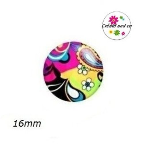 X2 cabochons colorés 16mm