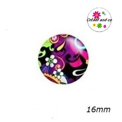 X2 cabochons colorés 16mm