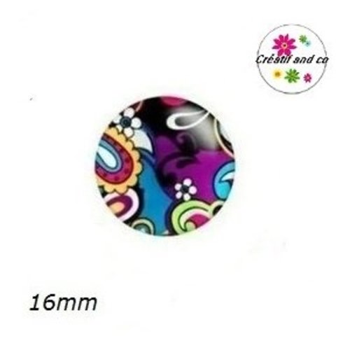 X2 cabochons colorés 16mm