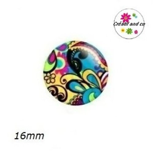 X2 cabochons colorés 16mm