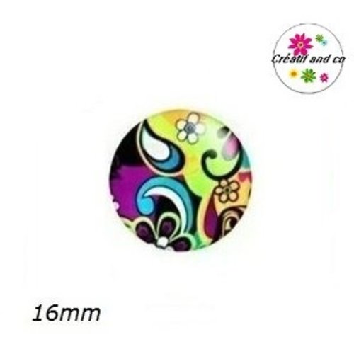 X2 cabochons colorés 16mm