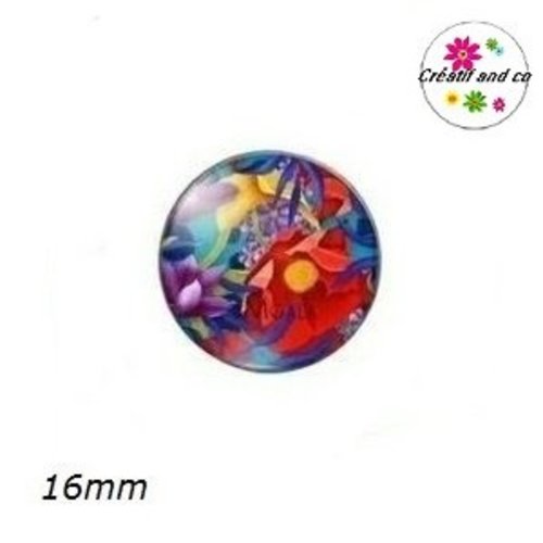 X2 cabochons fleuris 16mm