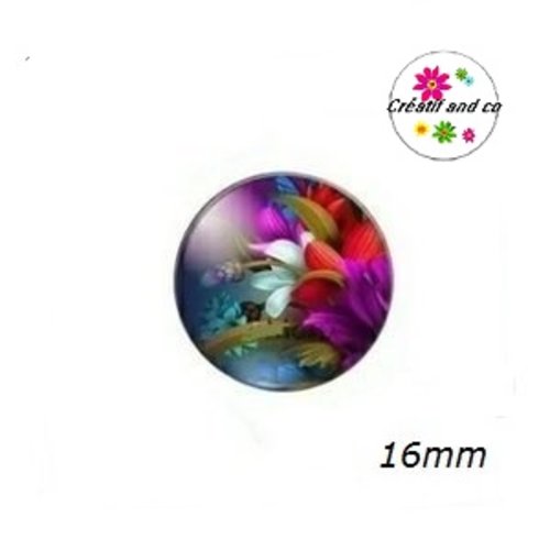 X2 cabochons fleuris 16mm