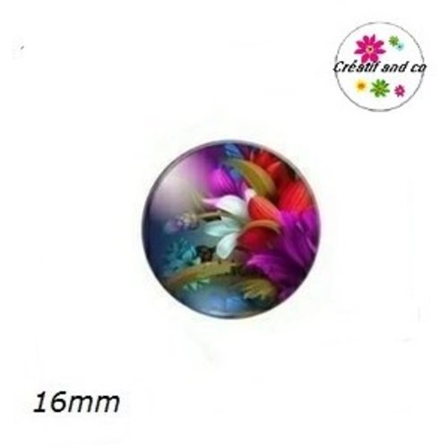 X2 cabochons fleuris 16mm
