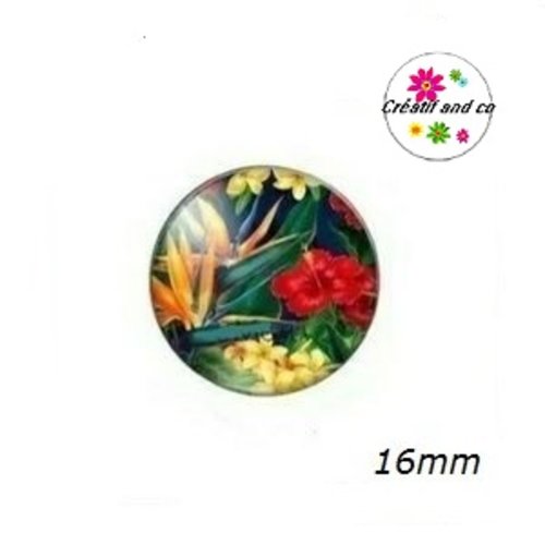 X2 cabochons fleuris 16mm