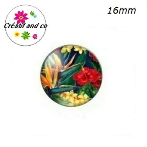 X2 cabochons fleuris 16mm