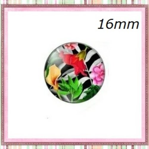 X2 cabochons fleuris 16mm