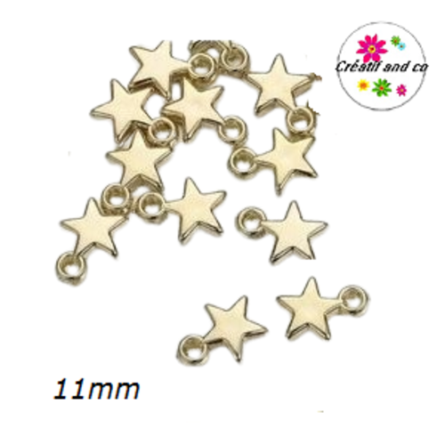 X10 breloques étoiles dorées acryliques 11mm
