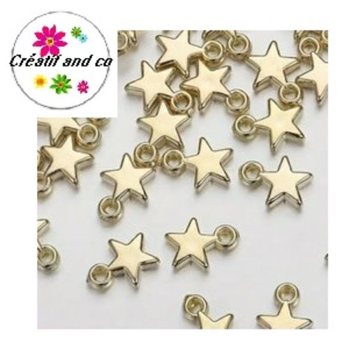 X10 breloques étoiles dorées acryliques 11mm