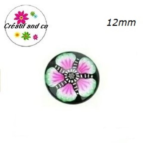 X2 cabochons fleuris 12mm