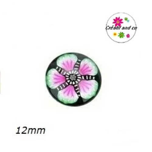 X2 cabochons fleuris 12mm