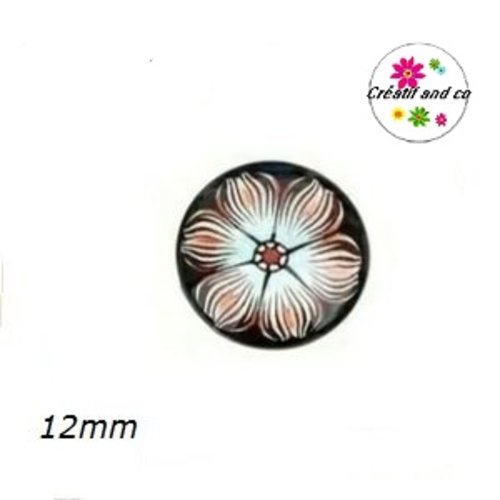 X2 cabochons fleuris 12mm