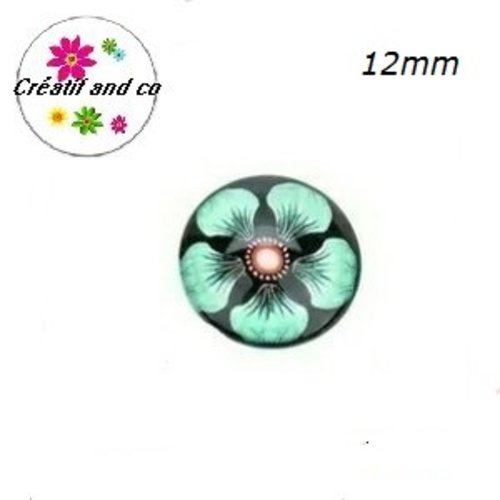 X2 cabochons fleuris 12mm