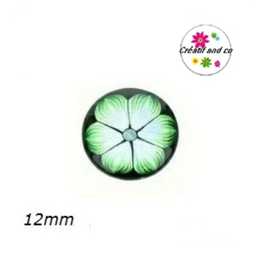 X2 cabochons fleuris 12mm