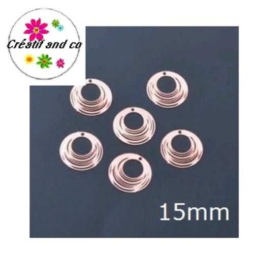 Breloque estampe cercle rose gold 15mm