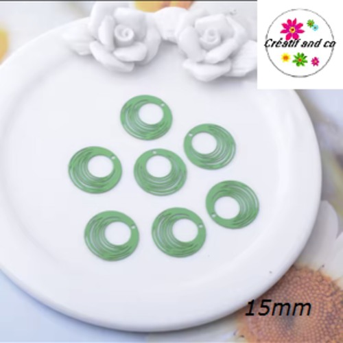 Breloque estampe cercle vert 15mm