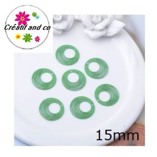 Breloque estampe cercle vert 15mm