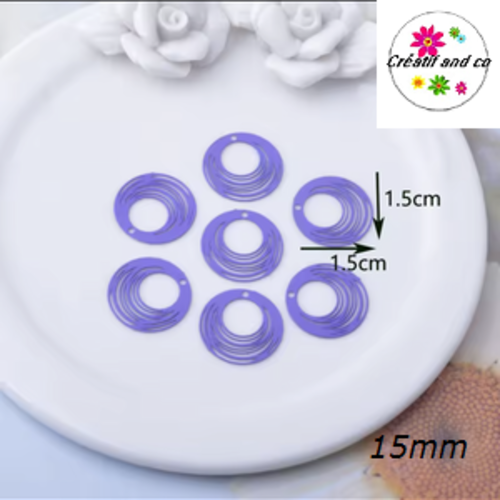 Breloque estampe cercle mauve 15mm