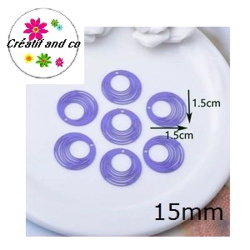 Breloque estampe cercle mauve 15mm