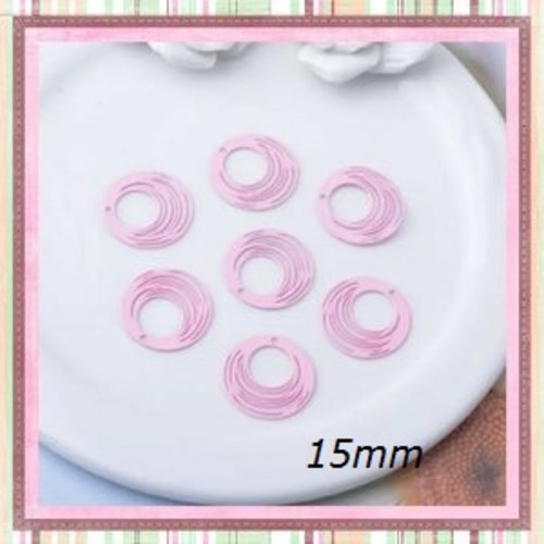 Breloque estampe cercle rose 15mm