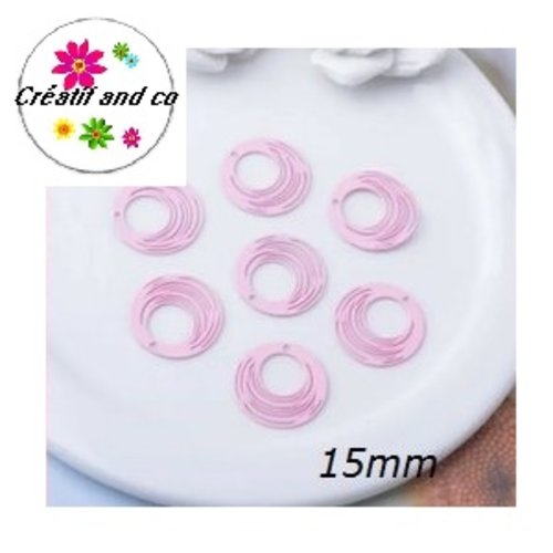 Breloque estampe cercle rose 15mm