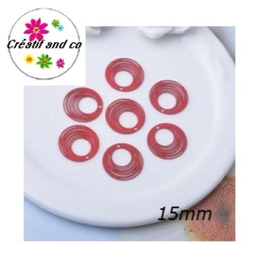 Breloque estampe cercle rouge 15mm
