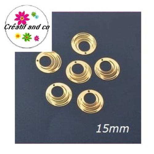 Breloque estampe cercle doré 15mm