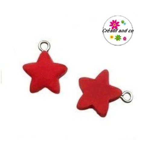 Breloque étoile rouge résine 15mm